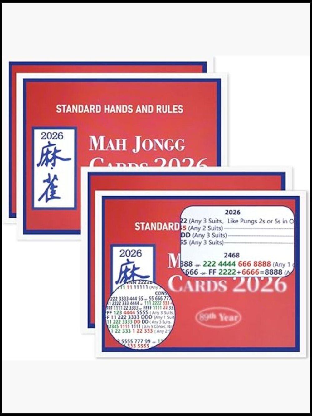 2026 Official Mahjong Cards Large Print Easy Read 4 Pack Tile Game Accessories